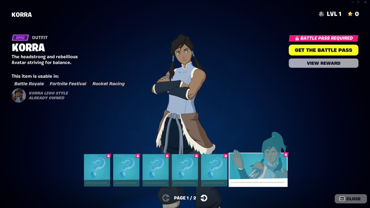 Fortnite Battle Pass Korra