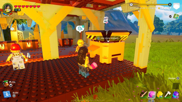 A Stone Breaker station in LEGO Fortnite