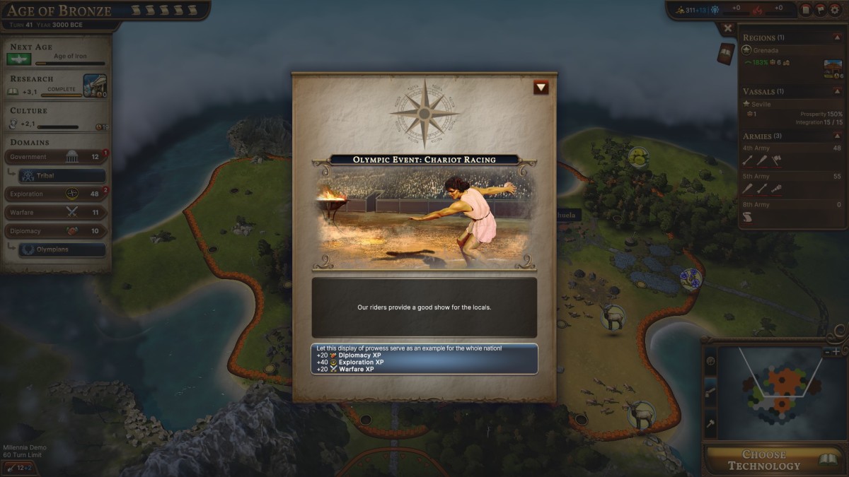 Millennia screenshot showing the Olympic Games.