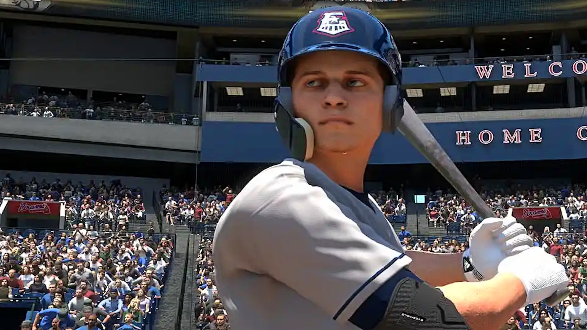 MLB The Show 24's Corey Seager preparing to swing a baseball bat