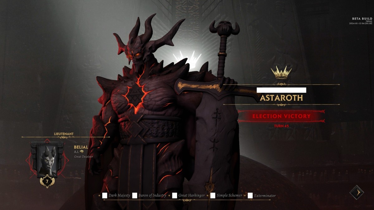 Solium Infernum screenshot showing the victory screen.